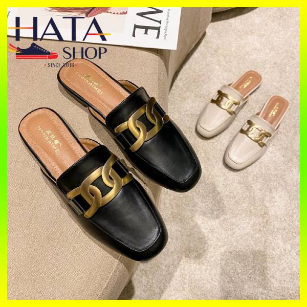 Giày sục nữ cao cấp khuy đồng xoắn cao cấp cực sang chảnh HOT 2023, giày sục da cao cấp mang đi chơi, đi học, đi làm.