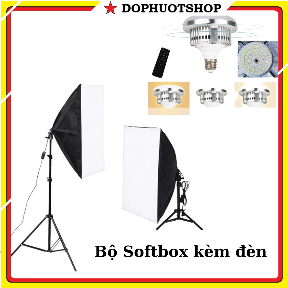 Bộ Đèn Studio Chân 2m1 kèm Softbox  50x70cm Dùng Chụp Ảnh, Quay Phim, Livestream Chuyên Nghiệp