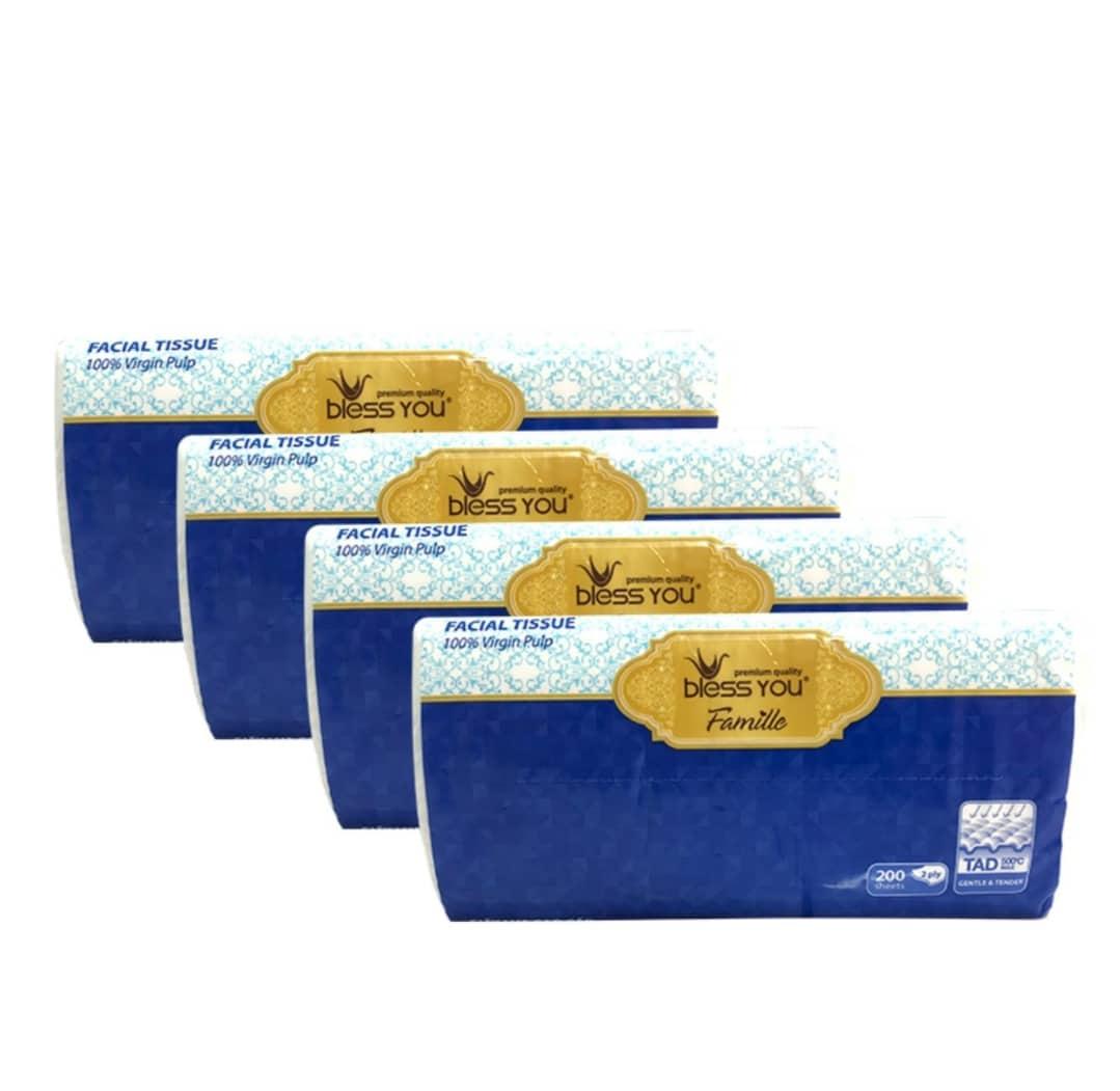 [HCM]Giấy rút 200 tờ bless You Famille xanh