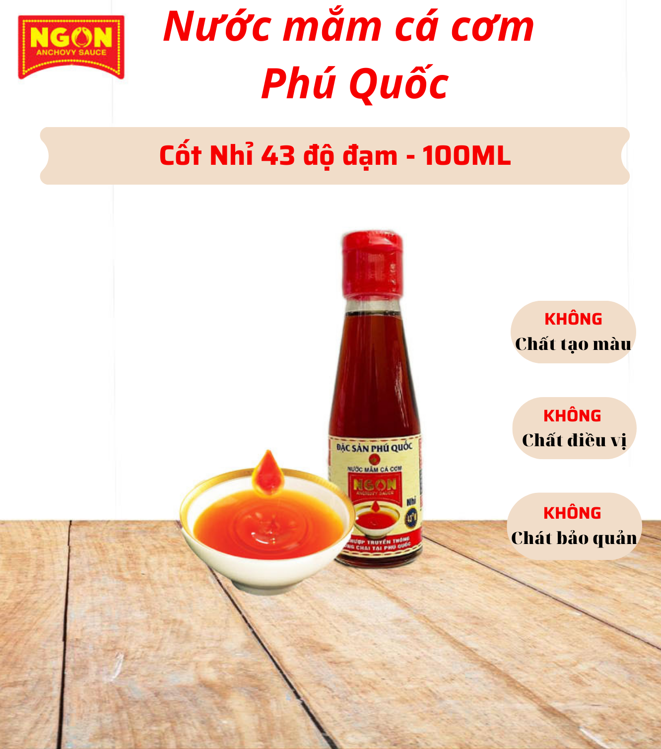 Nước mắm cá cơm phú quốc ngon 43 độ đạm/100ml