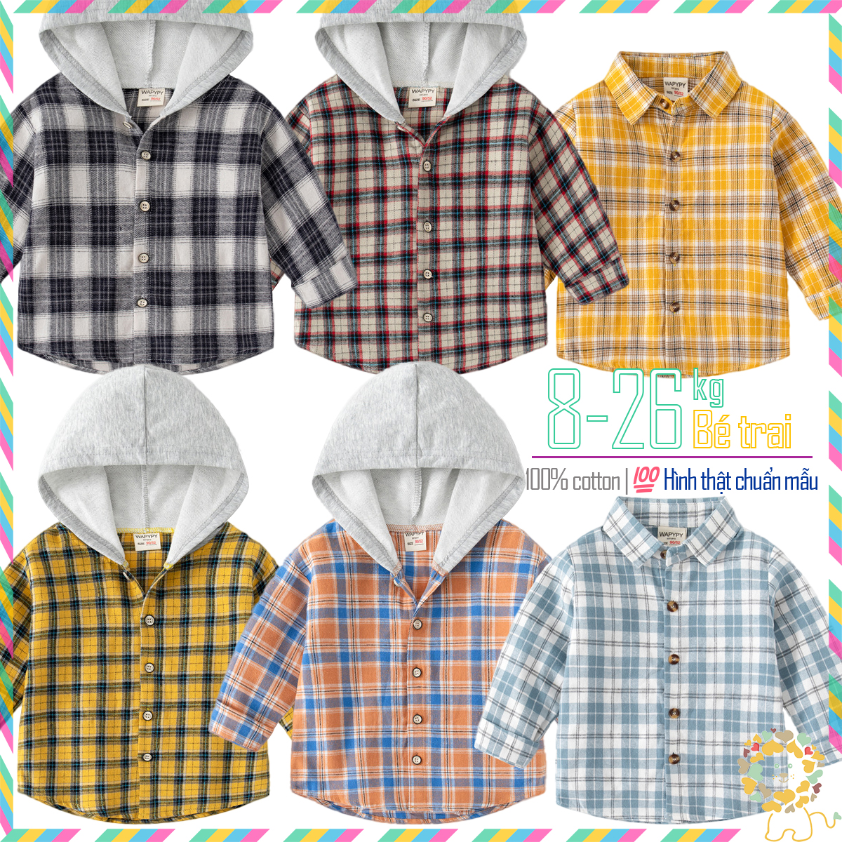 Áo sơ mi cho bé wellkids wapypy áo sơ mi dài tay một màu túi ngực chất cotton hàng xuất âu mỹ