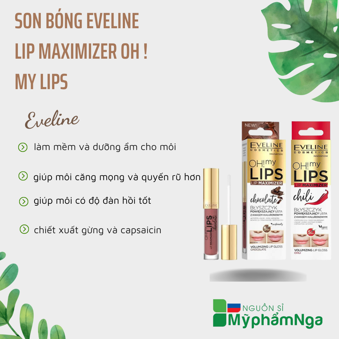 Serum môi Eveline căng mọng hồng môi - Son bóng Eveline Oh My Lips