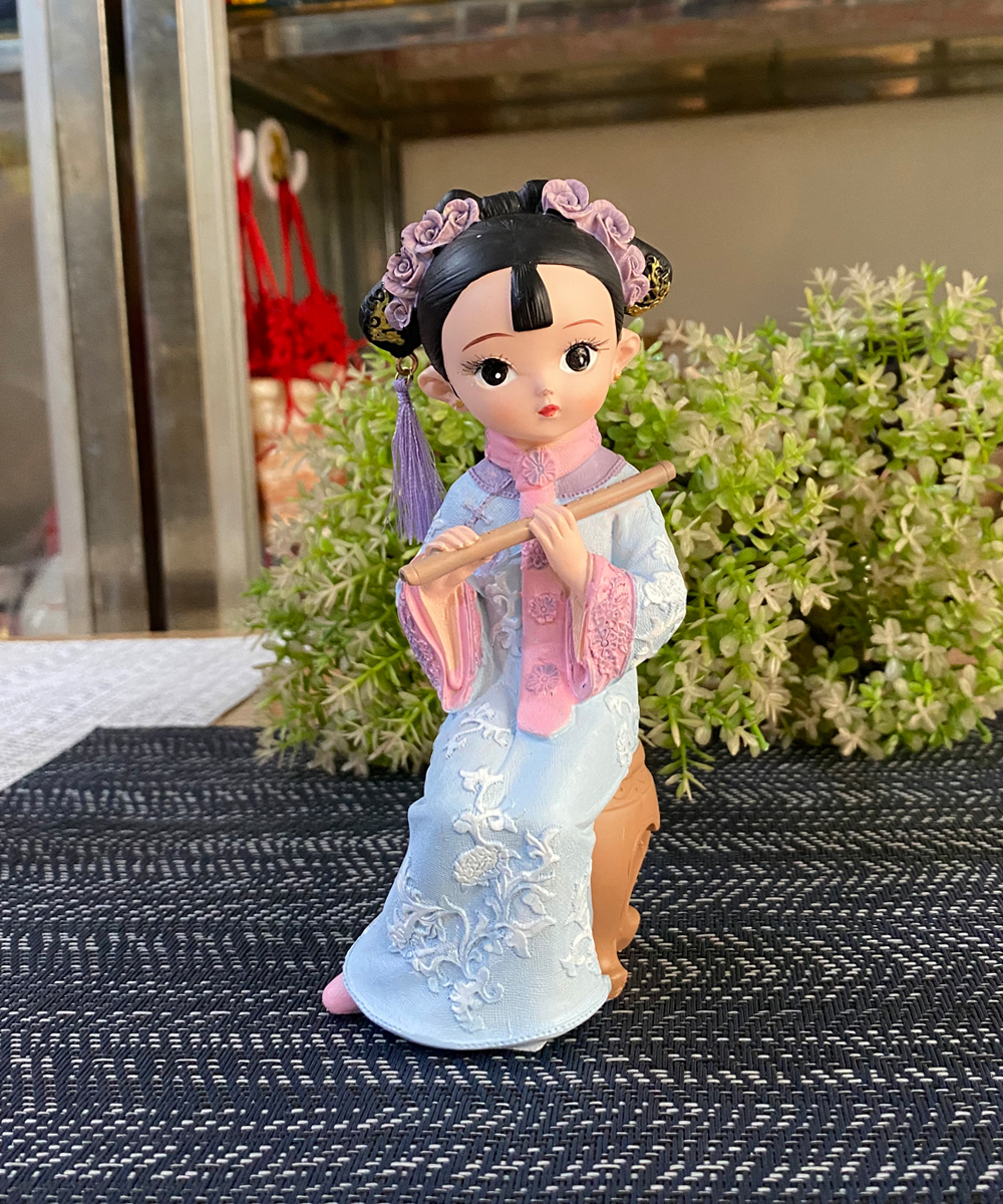 Tượng thiếu nữ ngồi thổi sáo 15cm