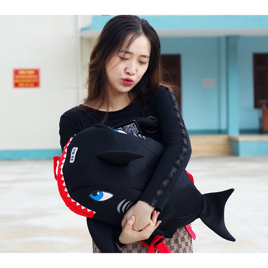 Balo cá mập đen vải lưới siêu ngầu
