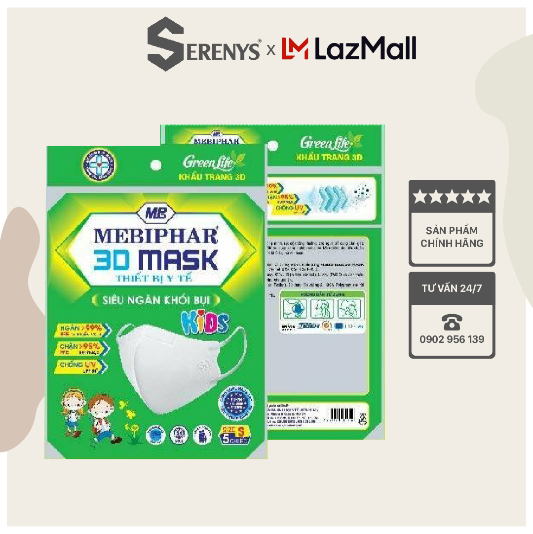 Khẩu trang em bé 3d mask mebiphar siêu ngăn khói bụi bảo vệ bé yêu