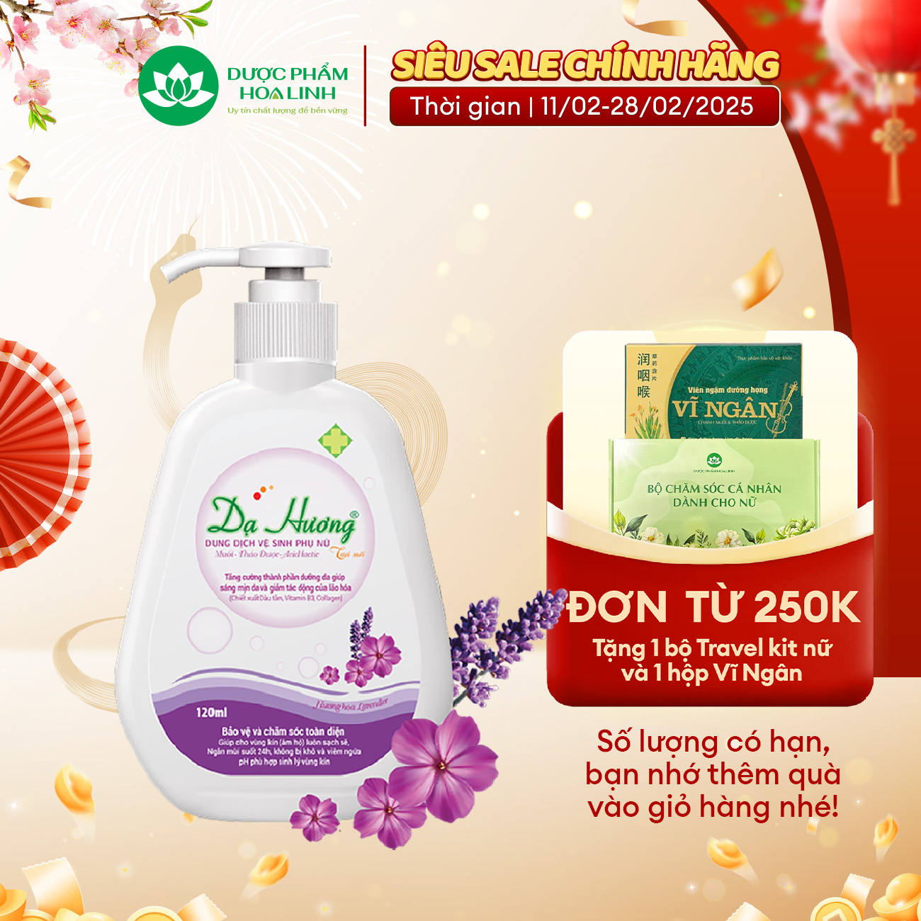 Dung dịch vệ sinh phụ nữ Dạ Hương Lavender 120ml