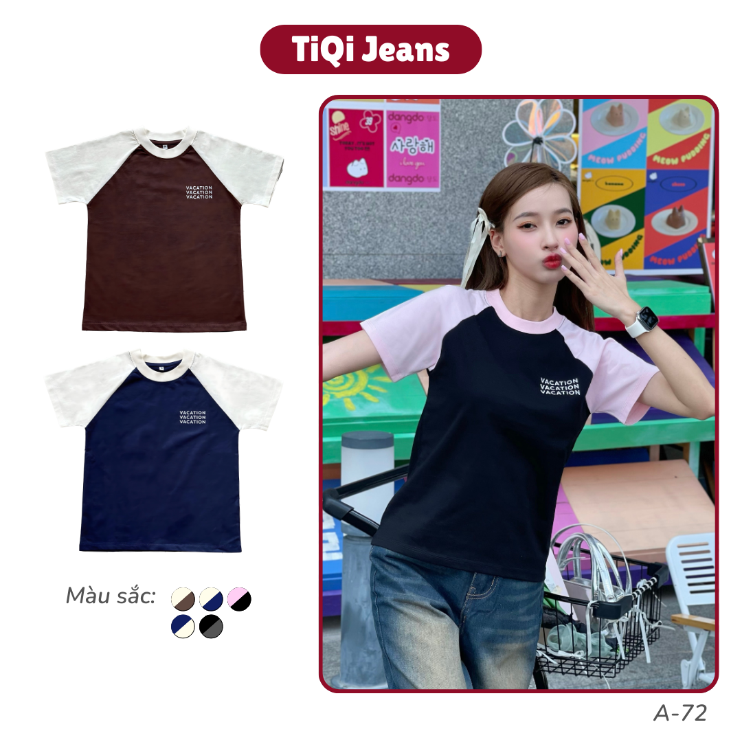 Áo thun raglan baby tee Vacation cotton TiQi Jeans A72