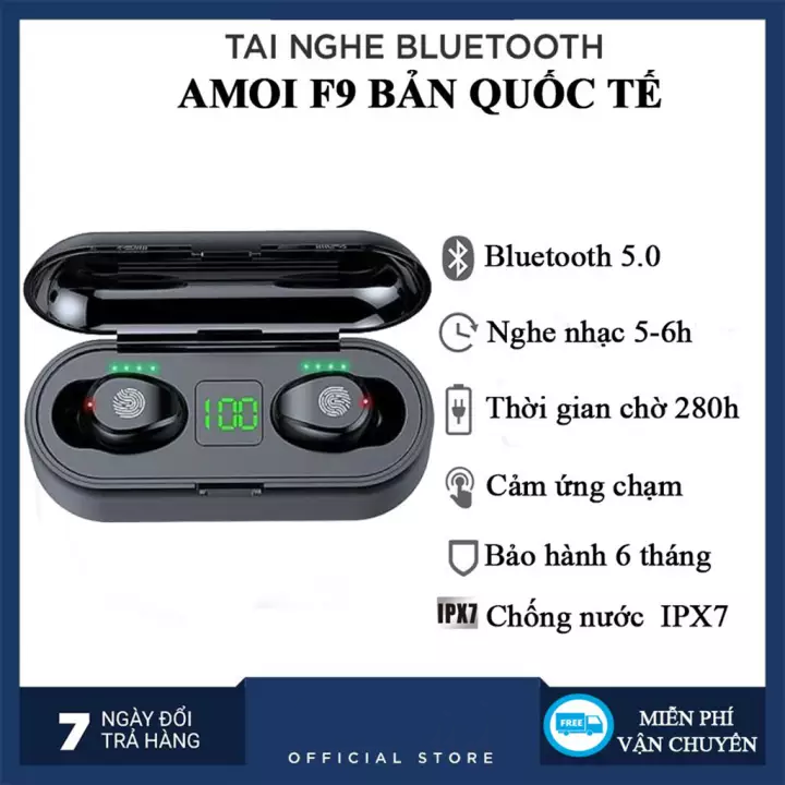 [HCM]TAI NGHE TRUE WIRELESS AMOI F9 PRO| BẢN QUỐC TẾ | NÚT CẢM ỨNG | BLUETOOTH 5.0 | PIN 280 GIỜ | SẠC DỰ PHÒNG 2020