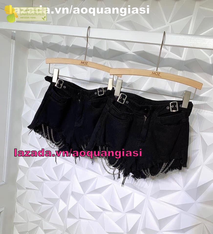 Quần đùi nữ kaki sooc dây xích mt752 màu đen size s,m,l AQGS siêu đẹp, siêu hot, cực kì cá tính