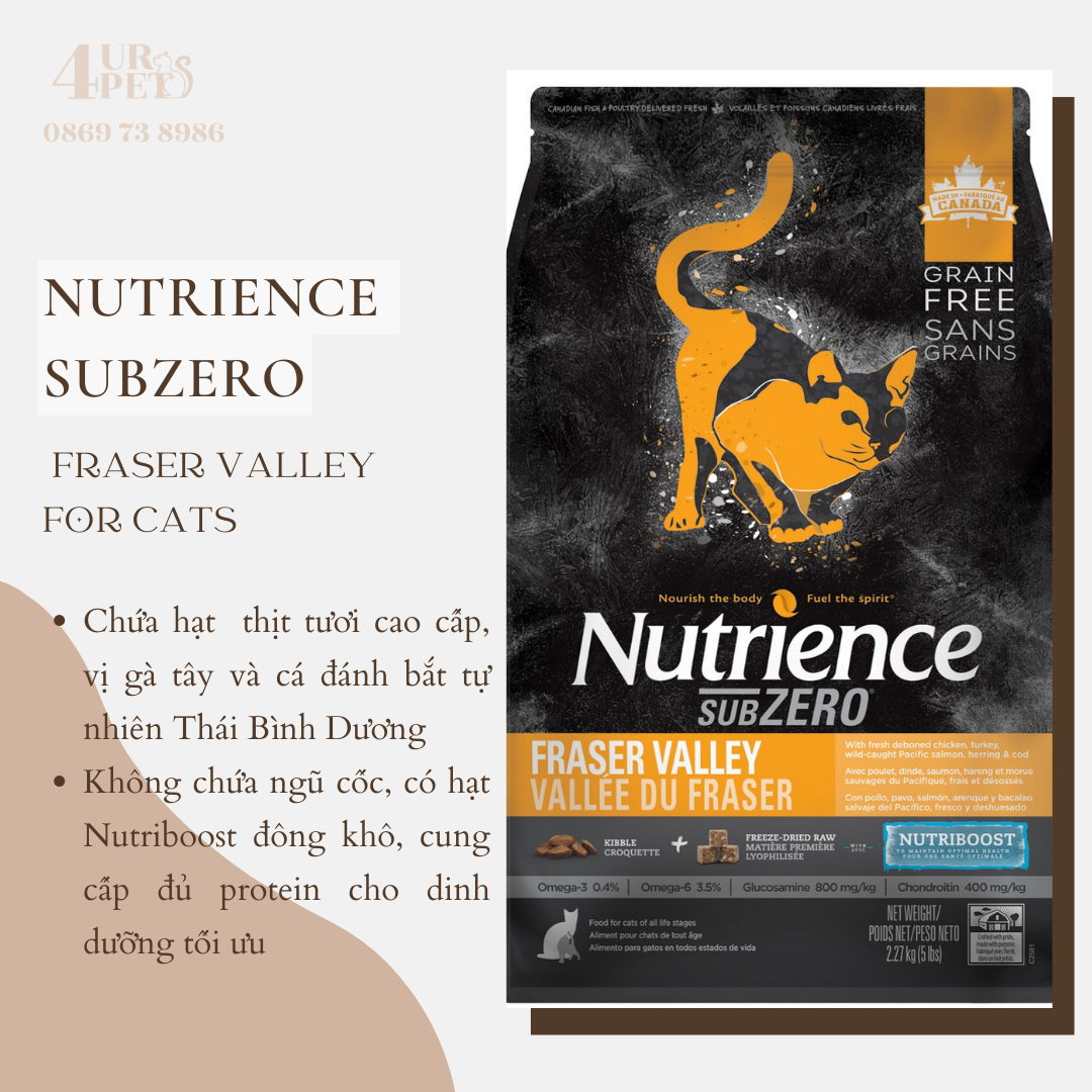 Thức ăn hạt dành cho mèo trưởng thành fraser valley - nutrience subzero