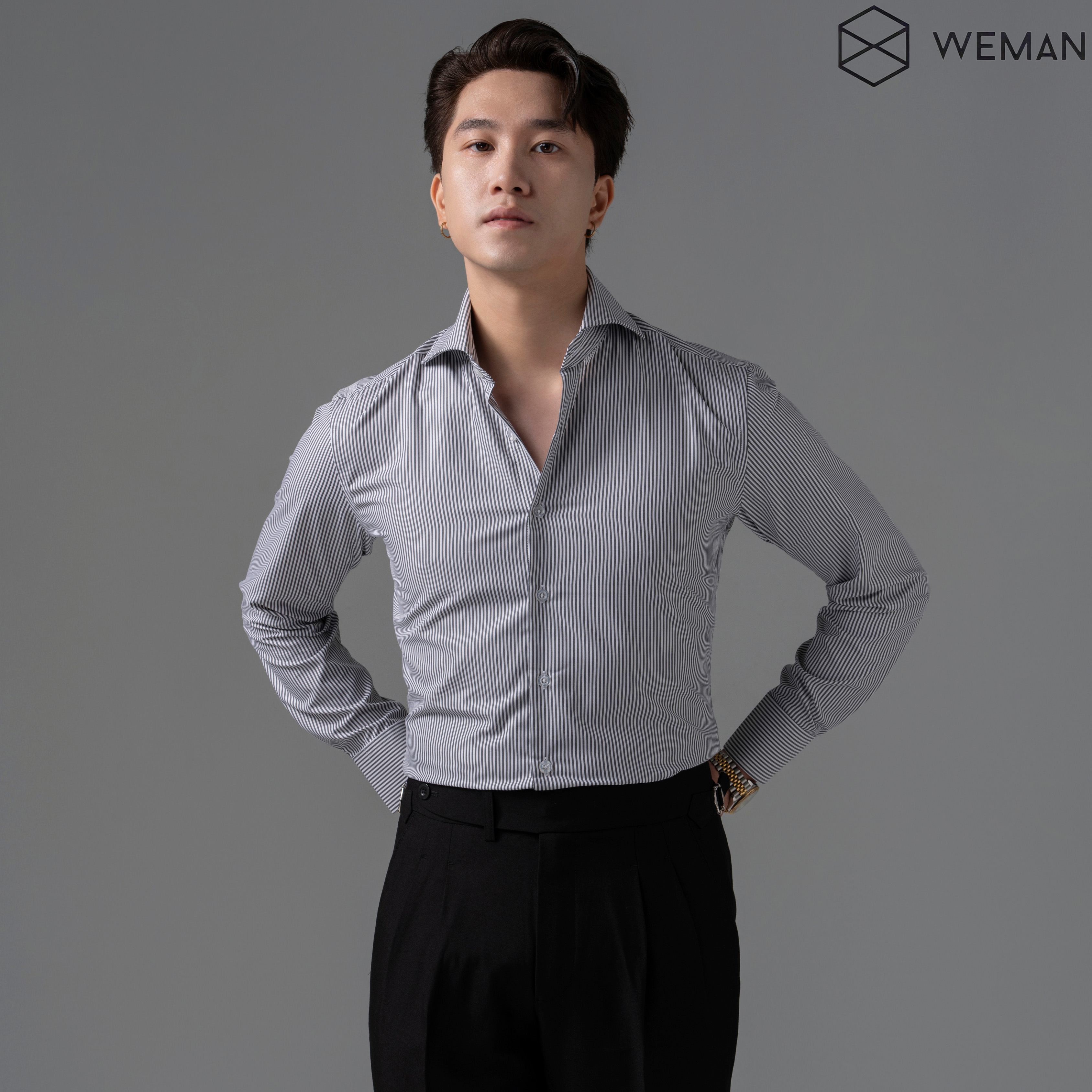 Áo Sơ Mi Kẻ Sọc, Áo Sơ Mi Sọc Nam Cổ Cutaway Cao Cấp, Chất Liệu Cao Cấp Thấm Hút Mồ Hôi, Thời Trang WEMAN - WMA2205