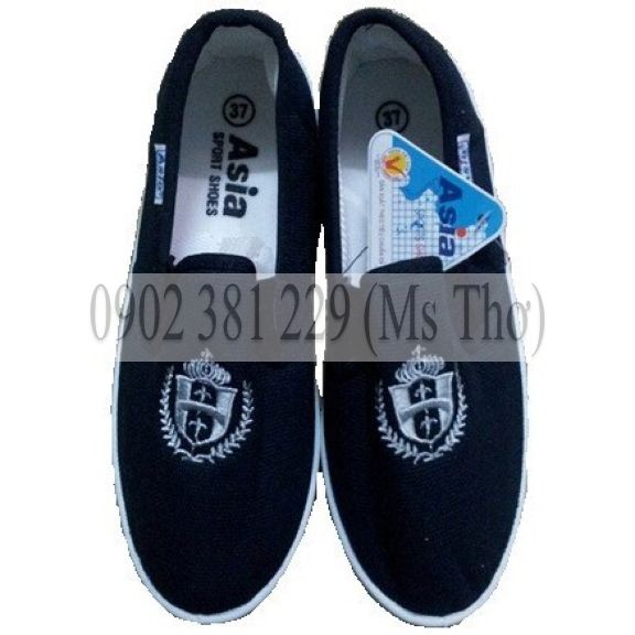 Giày Vải Asia màu xanh đen xỏ chân không dây