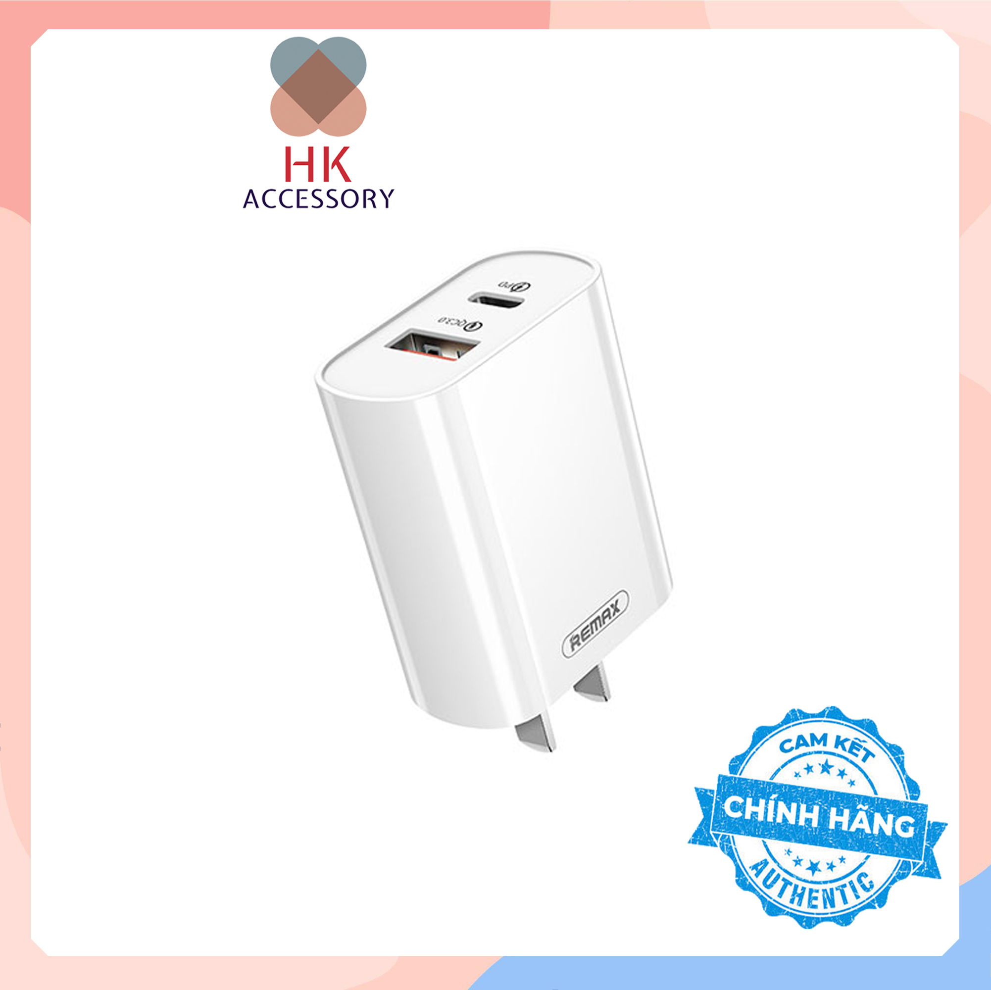 Củ Sạc Nhanh REMAX RP-U37 Tích hợp 2 cổng USB + Type C Hàng chính hãng