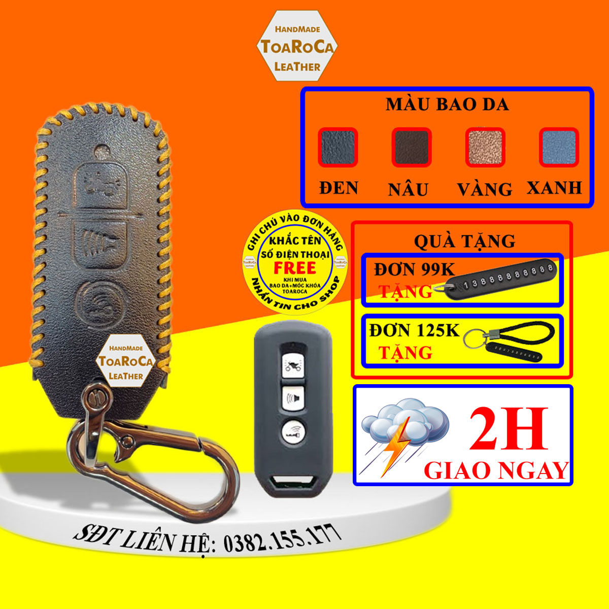 Bao da chìa khóa honda sh, pcx, sh mode, cub 125, adv smartkey handmade da thật