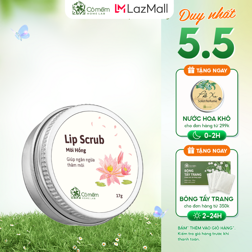 Tẩy Da Chết Cho Môi Lip Scrub Giúp Giảm Thâm Môi Dưỡng Mềm Môi Cỏ Mềm