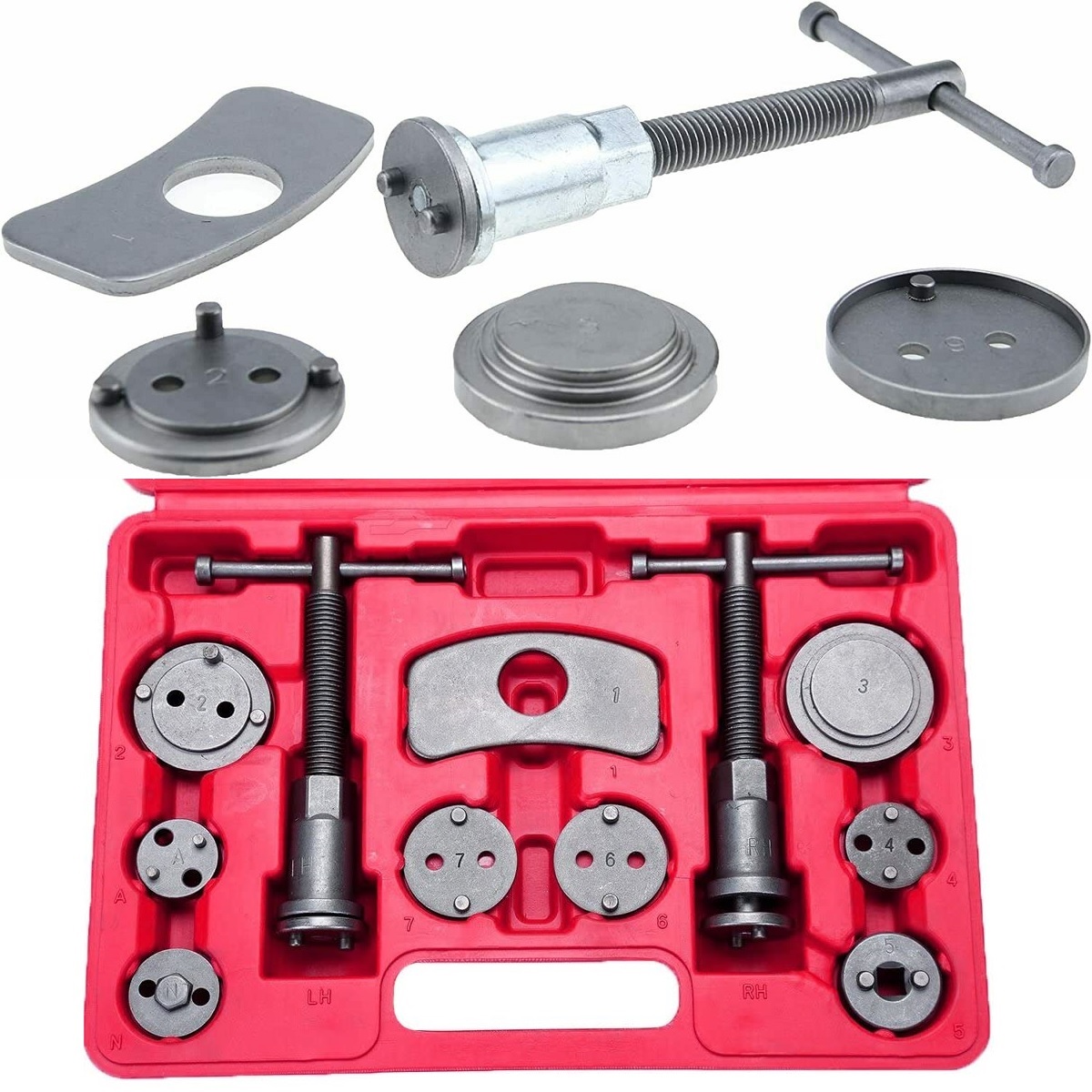 Bộ Vam Ép Pít Tông Phanh Ô Tô, Bộ đầy đủ gồm: 22 chi tiết -Thay má phanh trước hoặc sau một cách dễ dàng