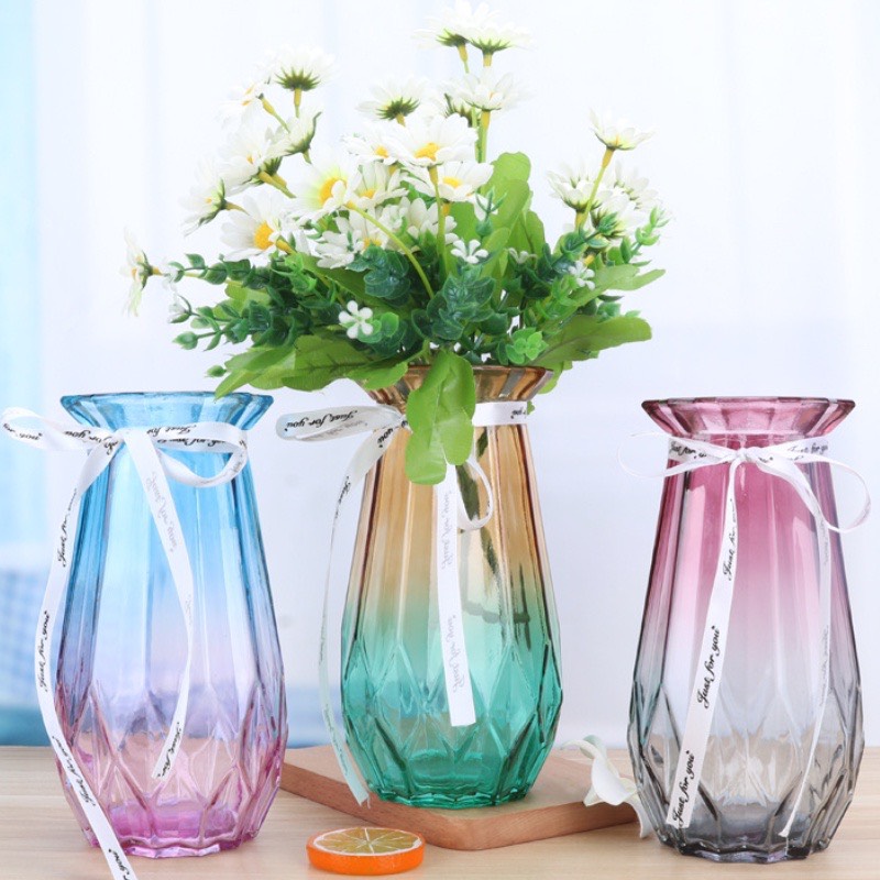 Bình cắm hoa thuỷ tinh đa giác 20cm decor trang trí tiện dụng, sang trọng, tinh tế b025