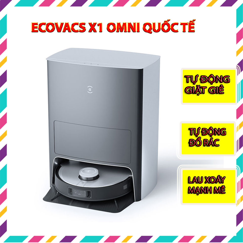 Ecovacs Deebot X1 OMNI - Robot hút bụi lau nhà tự nhiên giặt giẻ tự nhiên đổ rác lau xoáy siêu sạch