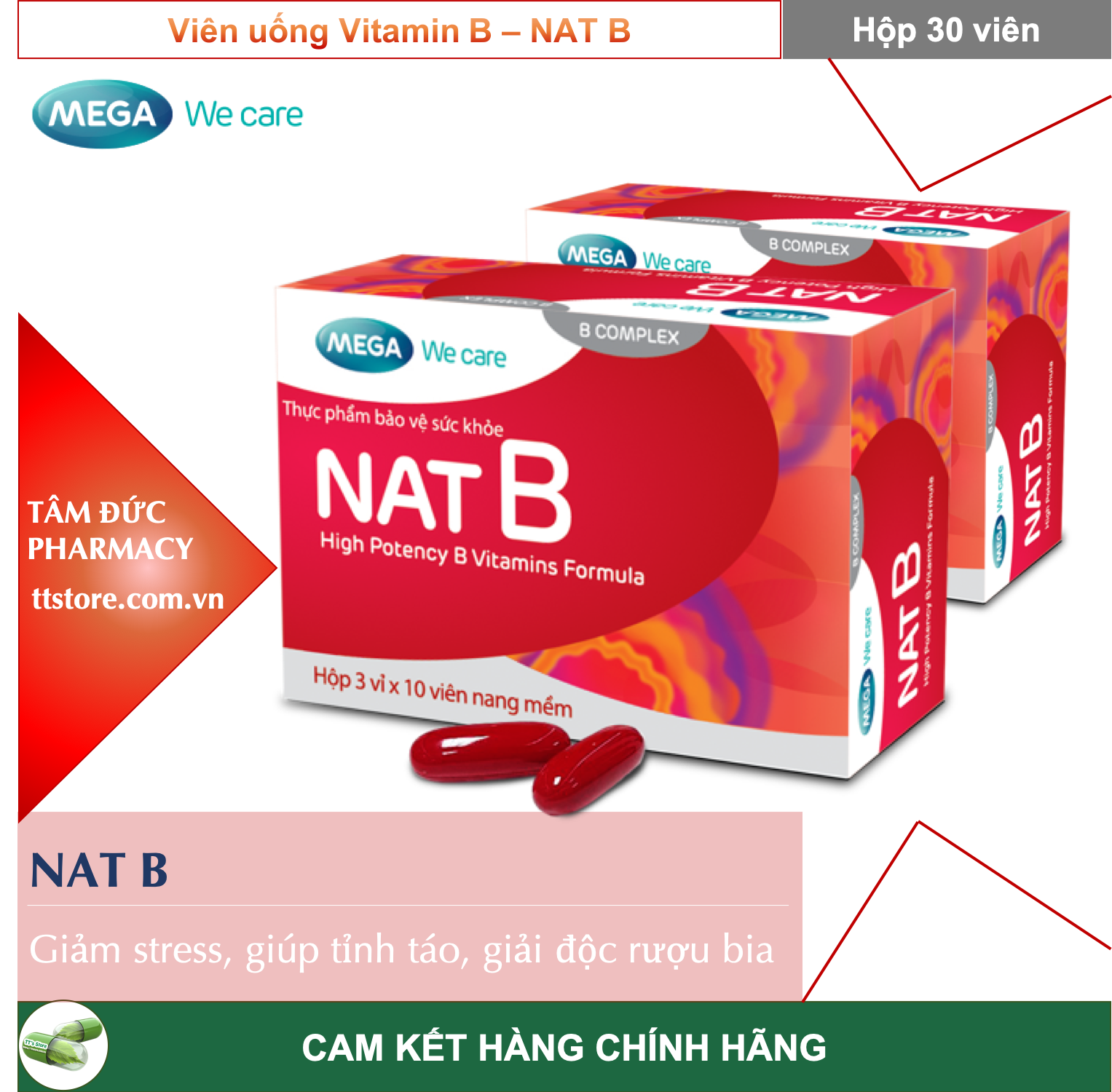 Nat b - mega we care - bổ sung vitamin b, giảm stress, căng thẳng, mệt mỏi