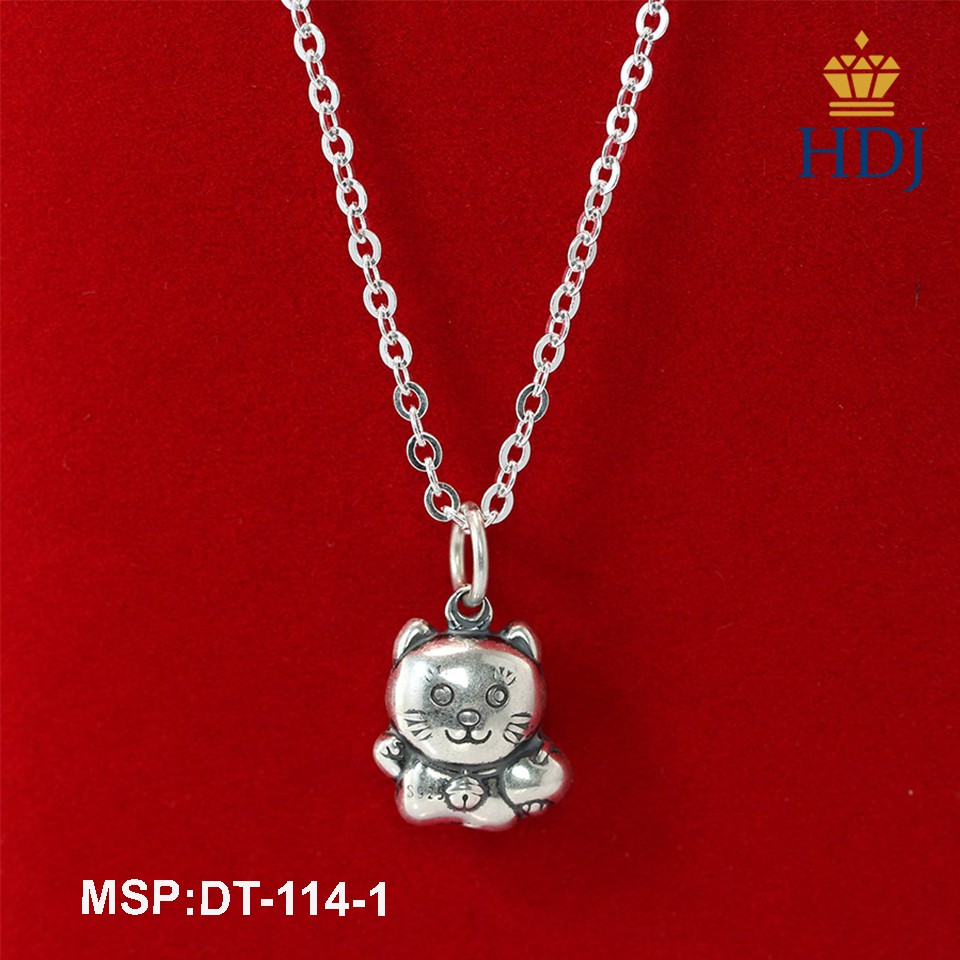 Dây chuyền bạc cho bé trai, bé gái tuổi mão hình chú mèo đẹp trang sức  HDJ mã DT-114-1