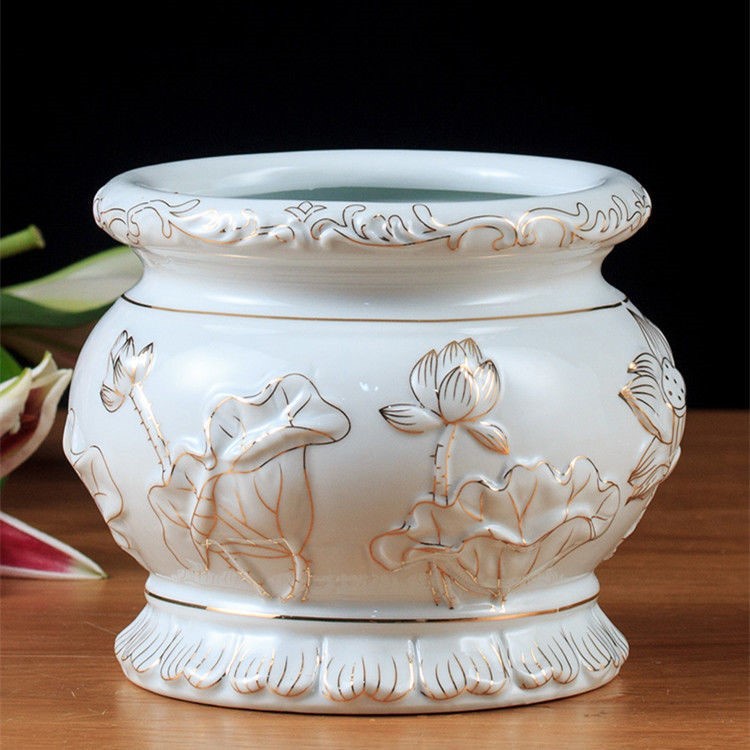LƯ HƯƠNG BẠCH NGỌC SỨ TRẮNG HOA SEN NỔI 4IN đường kính 9cm lohàng chẩn vip cao cao cấp