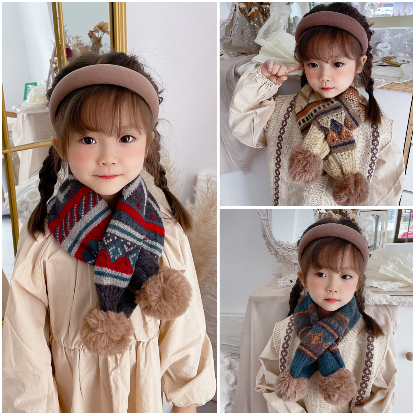 Khăn len quàng cổ phong cách Hàn Quốc cho bé trai bé gái