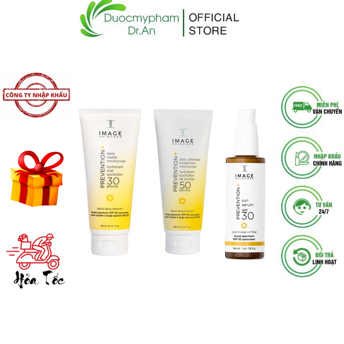 HOÀN TIỀN 15% - HÀNG NHẬP KHẨU - Kem Chống Nắng Vật Lý IMAGE Skincare Prevention SPF50+ SPF 32+ Cho Da Dầu Nhờn Mụn Da Hỗn Hợp Da Thường Nhạy Cảm Da Sau Liệu Trình Vật Lí - DuocmyphamDrAn