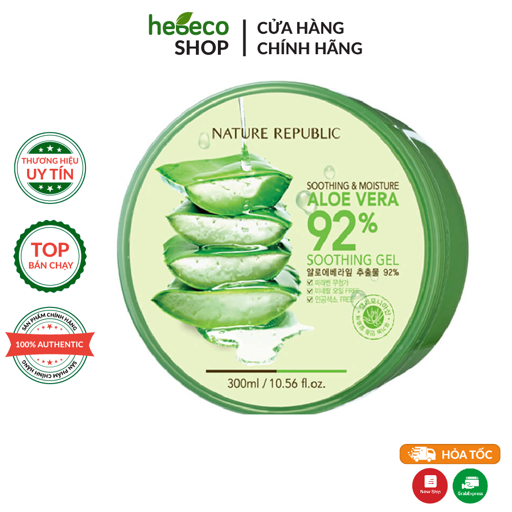 Gel dưỡng ẩm nha đam nature republic aloe vera 92% soothing gel 300ml - hàn quốc, cam kết hàng đúng mô tả, chất lượng đảm bảo an toàn đến sức khỏe người sử dụng