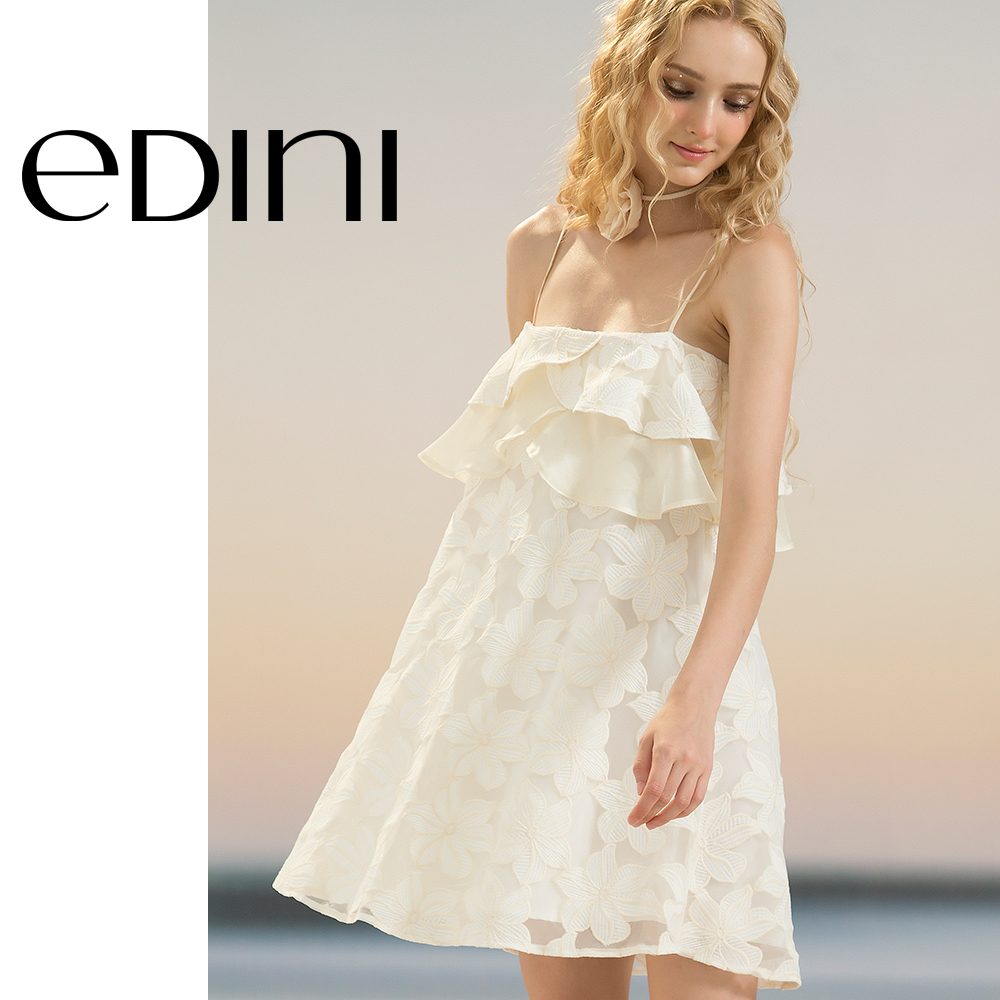Đầm tầng hai dây thuê hoa - edini - d1599