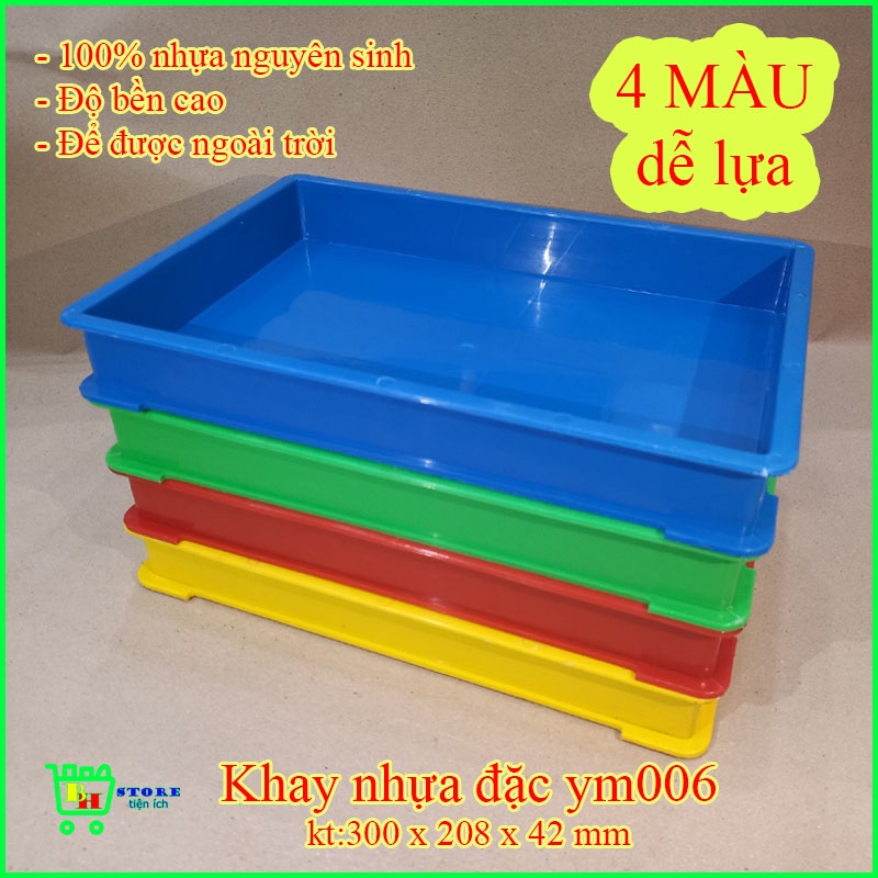 Khay nhựa đặc đa năng, khay nhựa xếp chồng ym006 kt: 300x208x42mm
