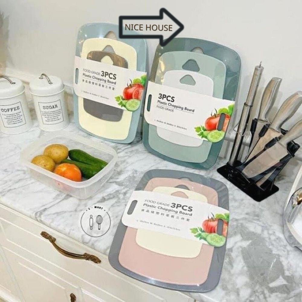 Thớt kháng khuẩn, combo 3 thớt nhựa Tabihome nhiều màu, đẹp (hàng loại 1)