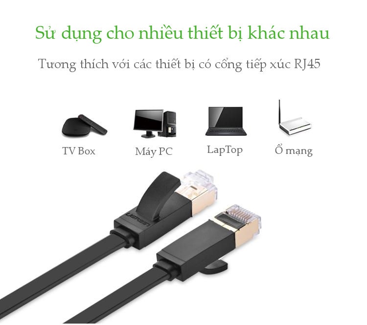 Cáp mạng 2 đầu đúc Cat7 UTP Patch Cords dạng dẹt dài từ 0.5-10M UGREEN NW106 Cáp mạng 2 đầu đúc Cat7 UTP Patch Cords dạng dẹt dài từ 0.5-10M UGREEN NW106