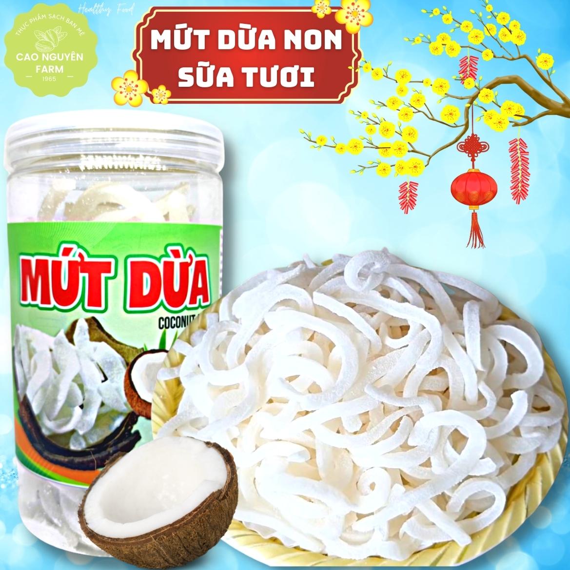 Mứt dừa non sữa tươi Bến Tre 300g,mềm, dẻo & thơm, cực kỳ ngon,ít ngọt, ăn vặt, mứt tết, làm quà tết_ Cao Nguyên Farm