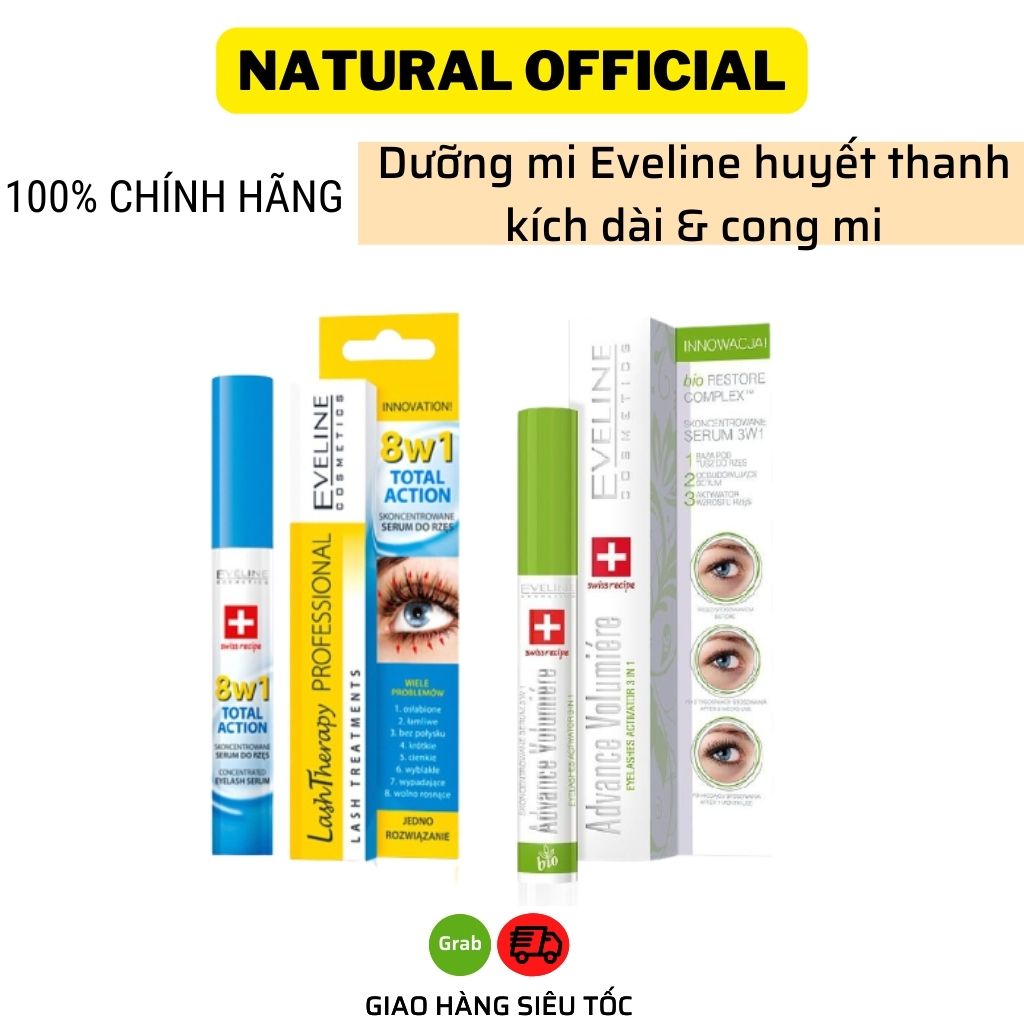 Huyết thanh dưỡng mi Eveline 8 in 1 serum dưỡng mi dài mi, dày, cong