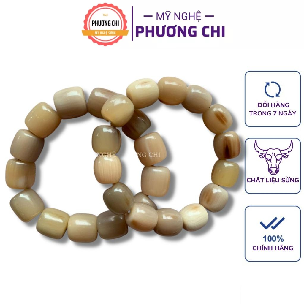 Vòng đeo tay sừng may mắn kiểu đốt trúc màu vân sừng tự nhiên đẹp, Vòng tay phong thủy - Mỹ Nghệ Phương Chi
