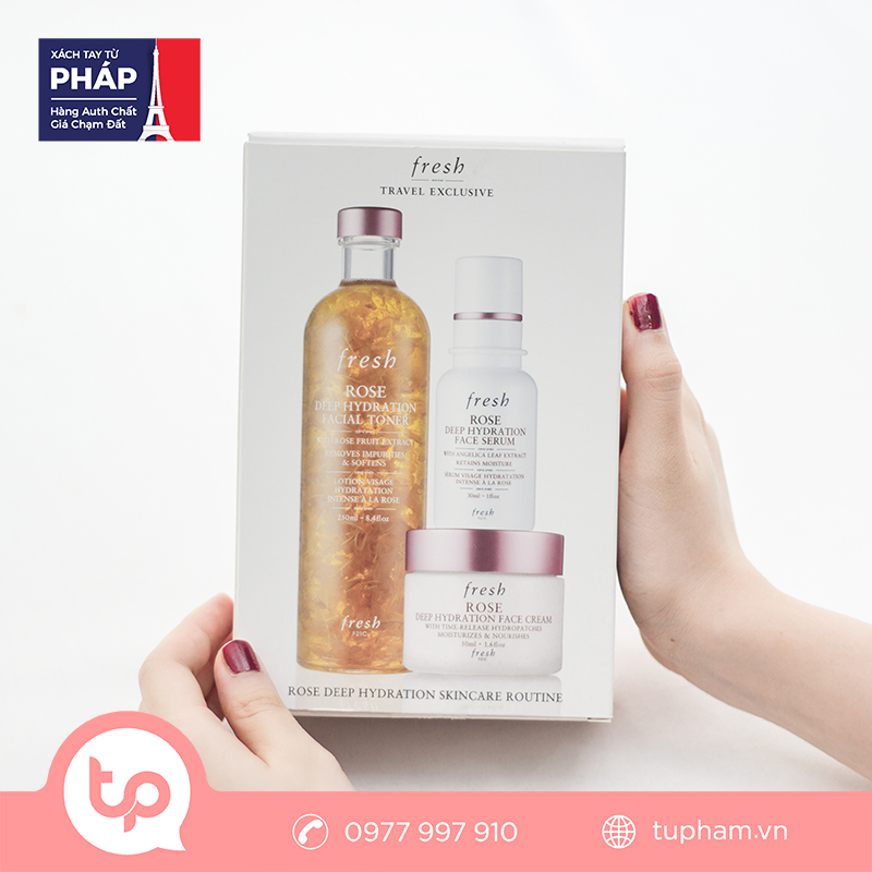 Bộ Sản Phẩm 3 Món Fresh Travel Exclusive Rose Deep Hydration Skincare Routine