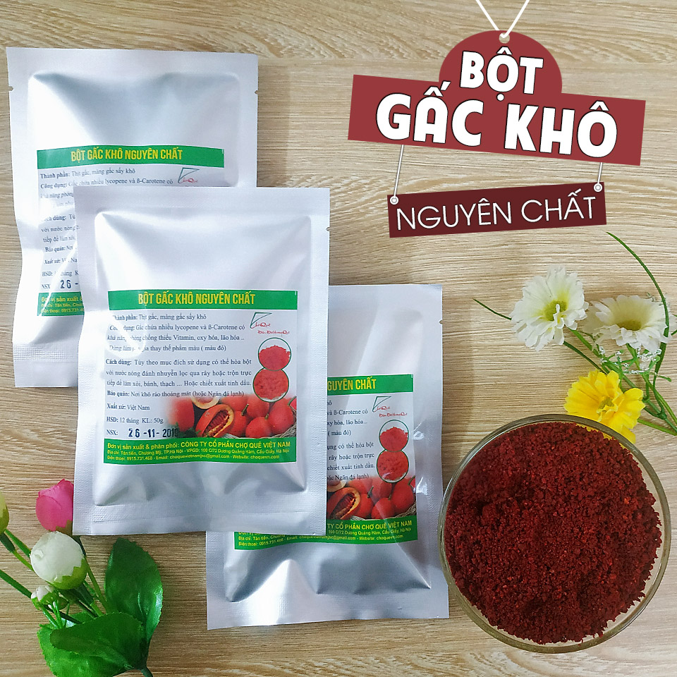 Bột gấc khô nguyên chất (màu đỏ) Gói 100g
