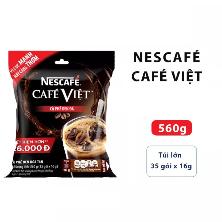 COMBO 2 BỊCH Nescafé cà phê Việt - cà phê hòa tan - CÀ PHÊ ĐEN ĐÁ Túi 35