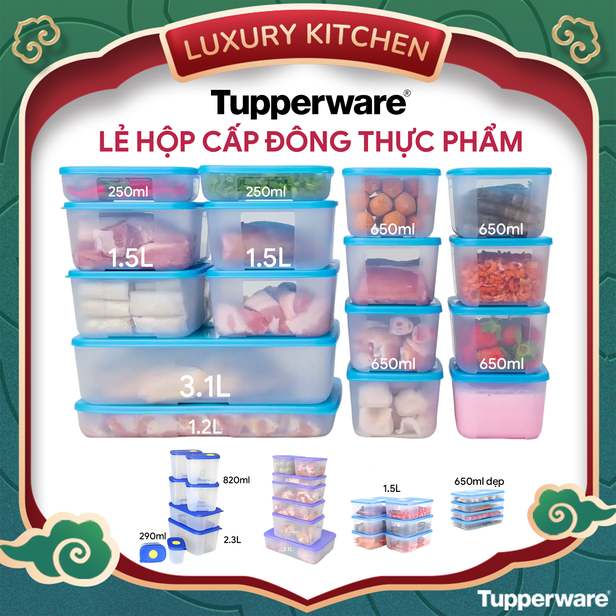 Lẻ hộp trữ đông Tupperware chính hãng Việt Nam - Hộp dung tích gọn gàng phù hợp cho mọi cỡ tủ lạnh - Luxury Kitchen