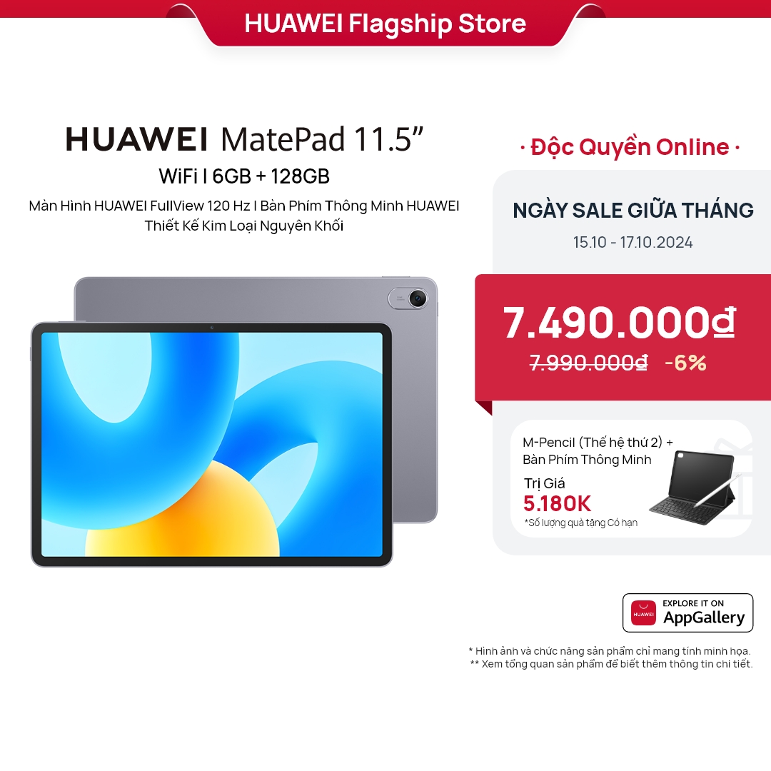 HUAWEI MatePad 11.5" | Màn Hình HUAWEI FullView 120 Hz | Bàn Phím Thông Minh HUAWEI | Thiết Kế Kim L