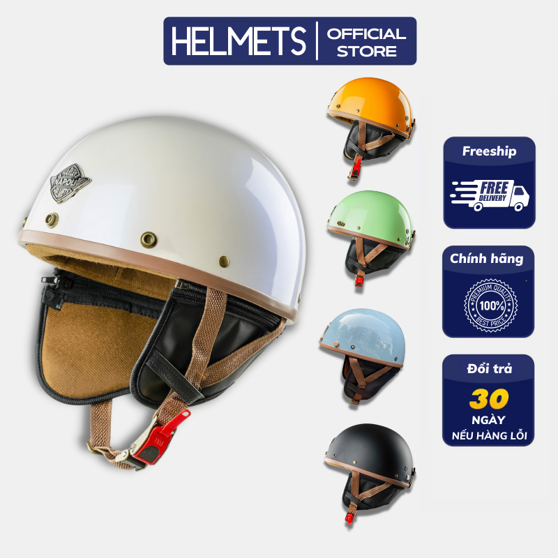 Mũ bảo hiểm nửa đầu, nón bảo hiểm 1/2 , mũ bảo hiểm thời trang màu trơn , helmet h01