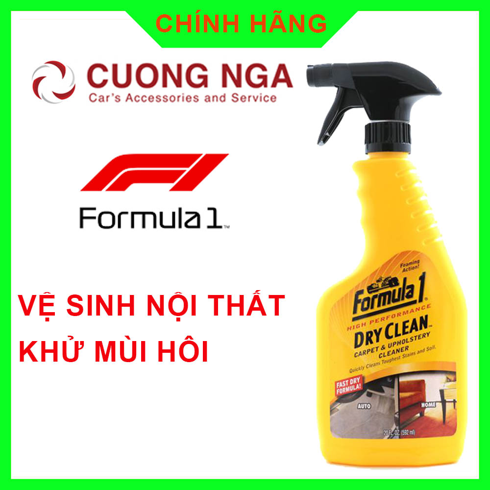 Chai xịt vệ sinh nội thất giặt nệm ghế và khử mùi hôi ô tô cực tốt Formula 1 Dry Clean - hàng nhập