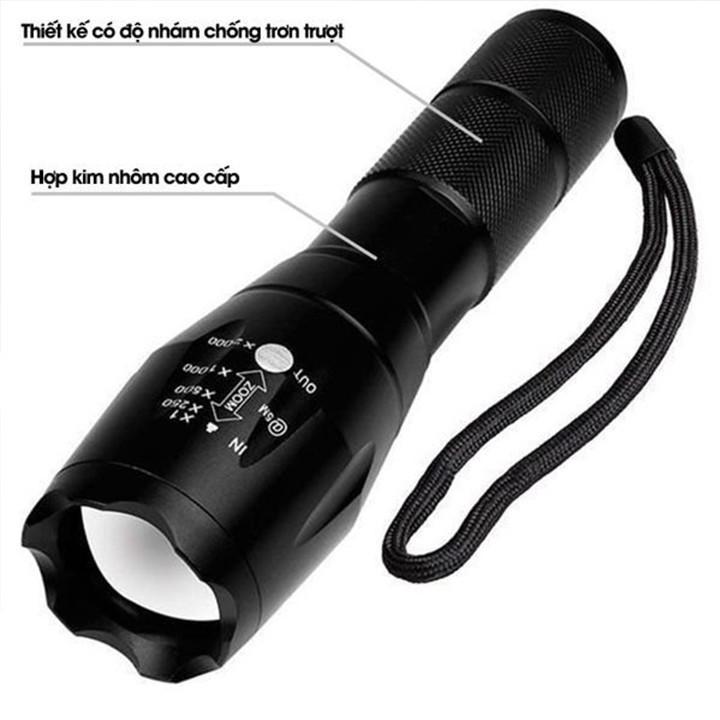 Đèn pin siêu sáng, đèn pin led t6 full box hộp + bao đổi trả 1 đổi 1