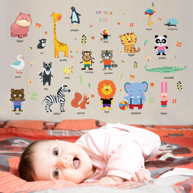 Decal dán tường vườn thú tiếng anh 04 hm 92025