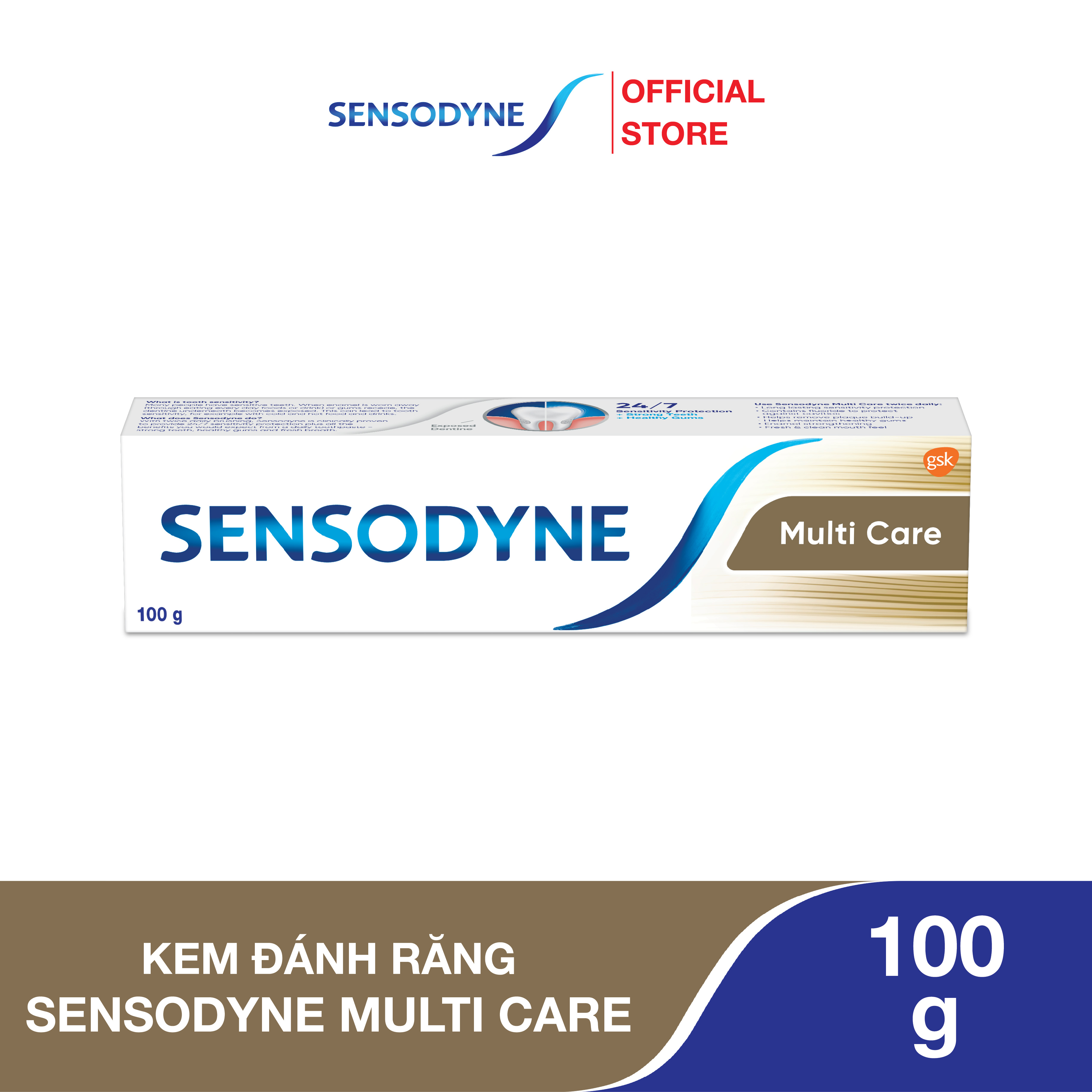 Kem đánh răng SENSODYNE Multi Care 100g giúp giảm ê buốt hiệu quả và giúp nướu chắc khỏe