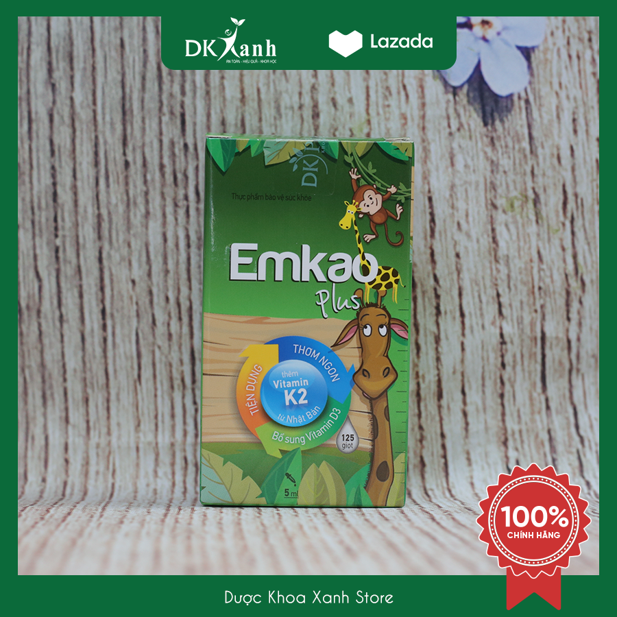 EMKAO plus vitamin d3 kết hợp k2 - phát triển hệ xương, răng, giảm quấy khóc đêm ở trẻ, phát triển chiều cao - DK PHARMA