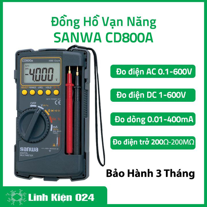 Đồng hồ đo điện vạn năng SANWA CD800A, đo đa năng, dòng điện, điện trở, tụ điện độ chính xác cao