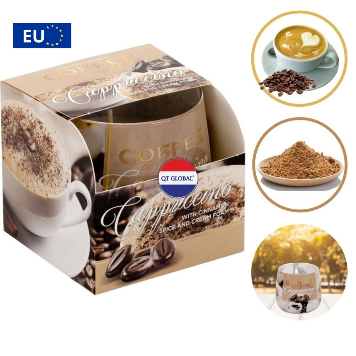 Ly nến thơm Bartek Candles 100g Coffee and Spices - cà phê capuchino, thơm phòng, hỗ trợ khử mùi (giao mẫu ngẫu nhiên)