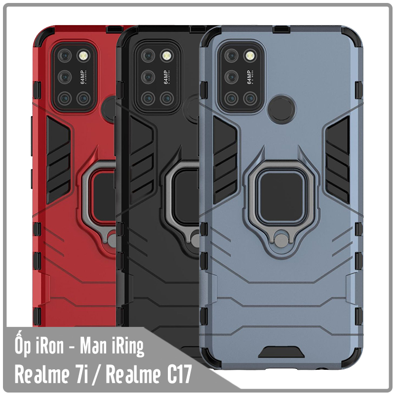 Ốp lưng cho Oppo Realme 7i - Realme C17 iRON - MAN IRING Nhựa PC cứng viền dẻo chống sốc