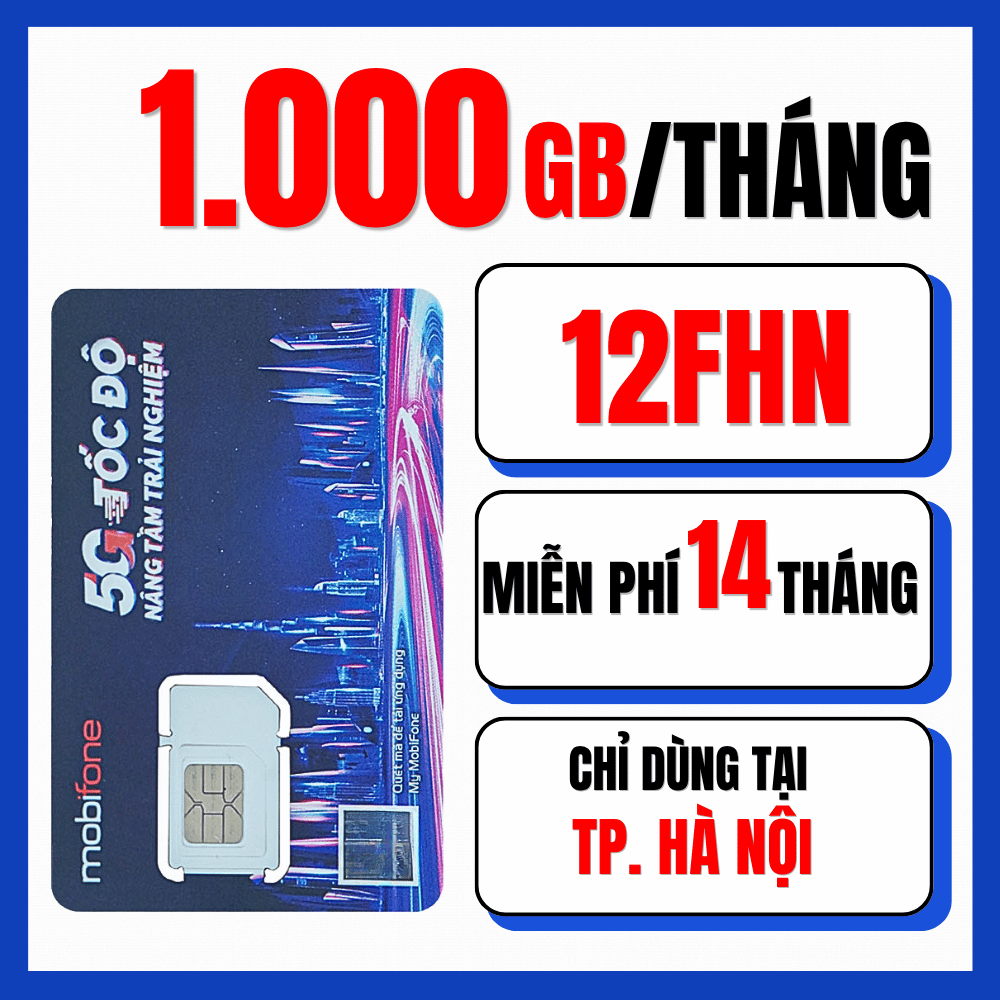 ( MỞ BÁN - SALE 50% ) SIM 4G 5G MOBIFONE Gói Data 1000GB/Tháng ( 33GB/ngày ) Miễn Phí Dùng Mạng 7 - 14 Tháng - Bảo Hành Lỗi 1 Đổi 1 | 6FHN 6FHCM 12FHN 12FHCM - FREESHIP - CHƯA KÍCH HOẠT
